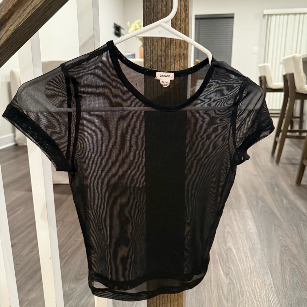 Garage Black Mesh Blouse